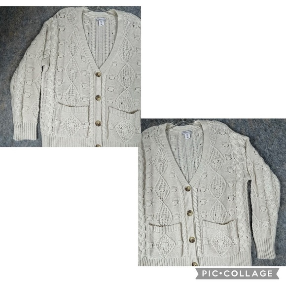 Sincerely Jules Button Front Cottagecore Coastal Grandma Sweater Cardigan Sz S - Picture 4 of 13